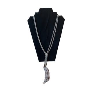 Stella & Dot TESSA Fringe Necklace, Double Chain with Long Tassel Pendant